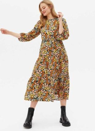 Повседневное платье миди в цветочный принт батал, большого размера new look
