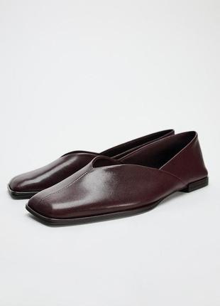 Шкіряні туфлі на низькому ходу zara4 фото