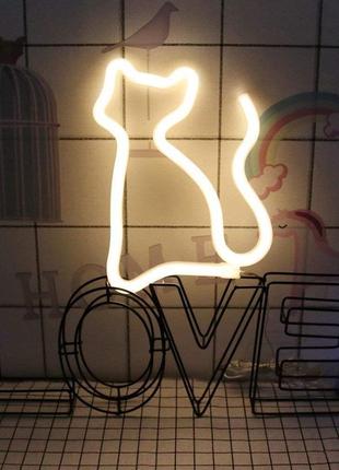 Нічний світильник — neon sign — cat