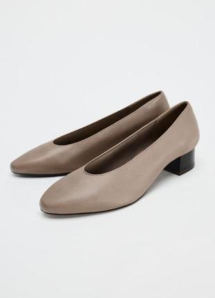Кожаные туфли на каблуке zara
