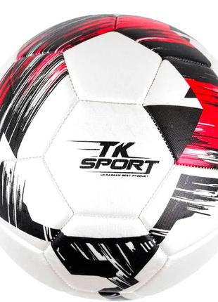 Мяч футбольный tk sport белый вес 350-370 грамм материал tpe баллон резиновый (c 44449)1 фото