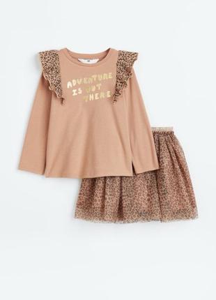 Трендовая леопардовая юбка-пачка h&m на девочку 4-6 лет.