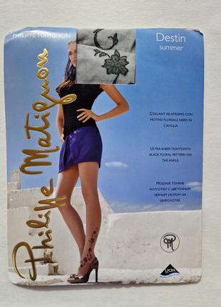 Тоненькие колготы с цветочным узором