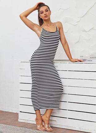 Shein чорно-біле плаття міді в горизонтальну смужку базове матриця