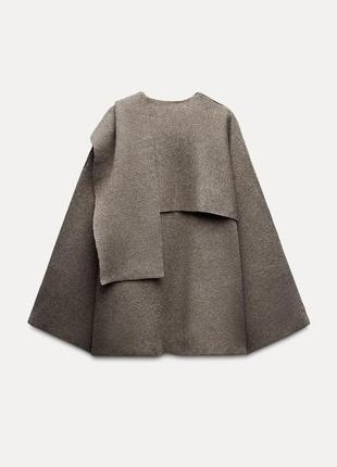 Коротке вовняне пальто-накидка  zara2 фото