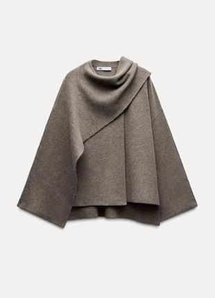 Коротке вовняне пальто-накидка  zara