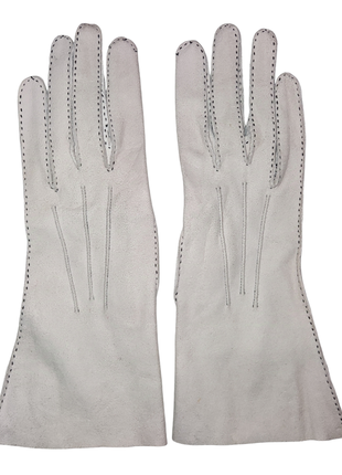 Винтажные удлиненные перчатки из бархатнoй кожи без подкладки morley