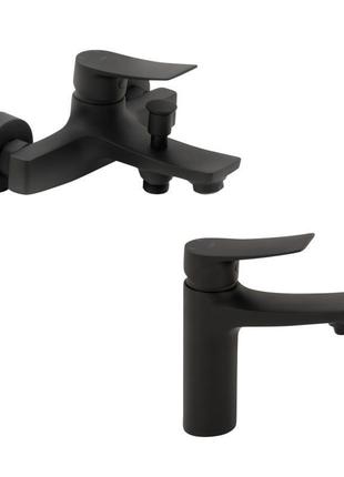 Комплект смесителей для ванны и раковины qtap nihonto 2в1: (qtnh3022101dcb+qtnh1022101cb)