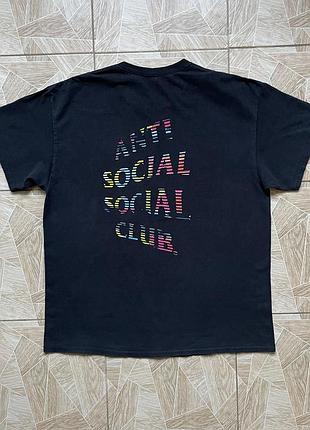 Футболка skate gang anti social social club assc rainbow blinds logo usa made black xl