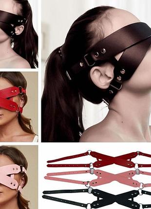 Кожаная bdsm повязка красная