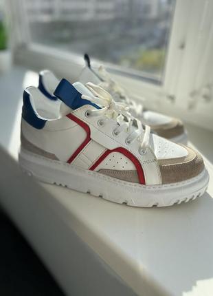 Кеды натуральная кожа белые цветные бренд inspo 38