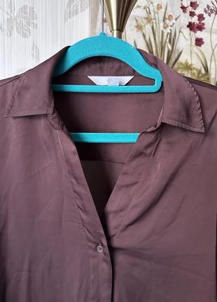 Сатиновая блуза рубашка h&m размер хс-с3 фото