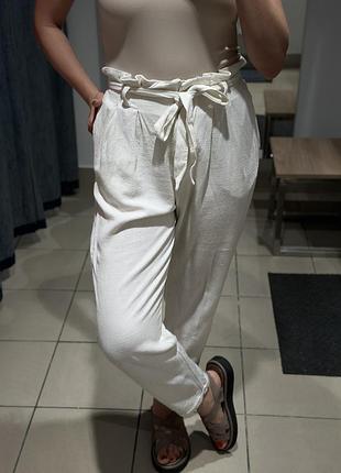 Лляні натуральні штани xs -s брюки з льону