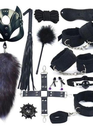 Еротичний набір бдсм для рольових ігор чорний бдсм набір 13 предметів для рольових садо-мазо ігор фетіш
