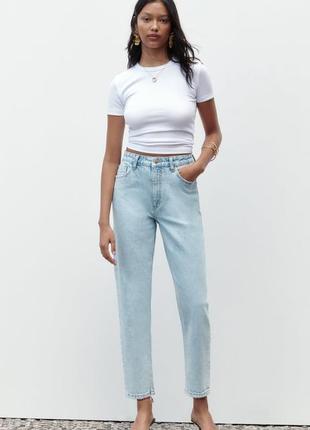 Джинси zara mom джинси з високою талією мом zara