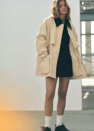 Куртка женская бежевая с воротником zara new