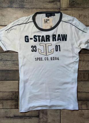 Мужская хлопковая модная футболка g-star raw в белом цвете размер l