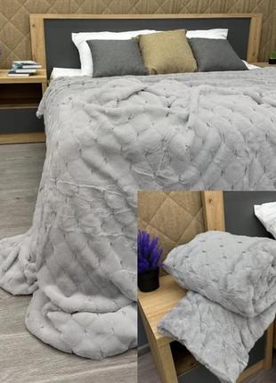 Плед-покривало на диван, ліжко (210х220см) шиншила. колір світло-сірий