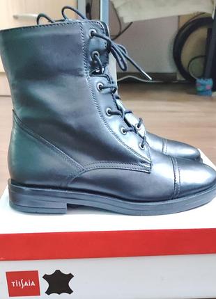 Шкіряні класичні ботильйони, черевики, ботинки, осінні сапожки tissaia