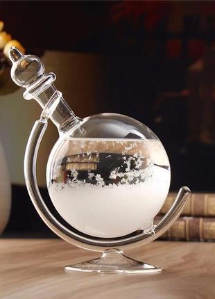 Барометр штормгласс resteq глобус большой, капля storm glass на стеклянной подставке