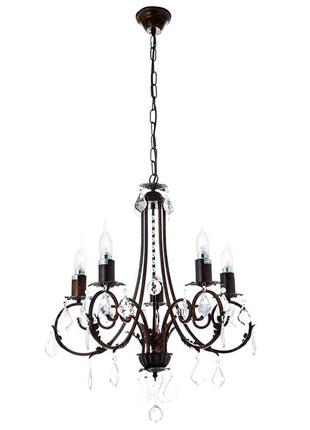 Люстра классическая коричневого цвета под винтаж  (5 ламп) (sm007/5) elisey