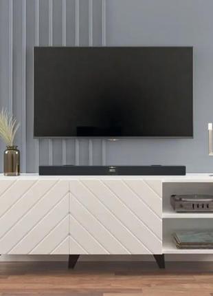 Тв тумба "холлі 1,5" свет меблів (білий/ білий глянець)