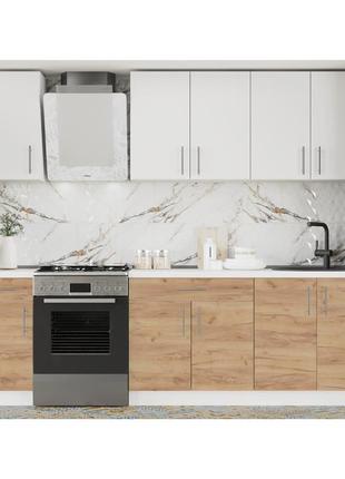 Кухня модульна еверест оптіма набір №3 німфея альба+дуб крафт золотий 2,6 м (dtm-5701)