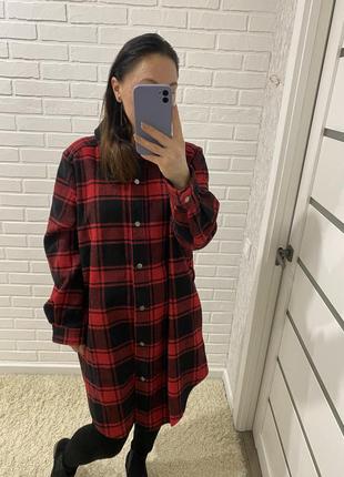 Теплое пальто рубашка в клетку zizzi