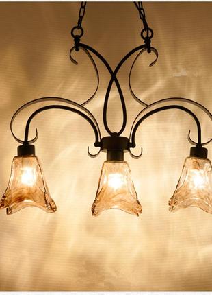 Люстра подвес коричневая на 3 лампы (zd035/3 (long)) elisey