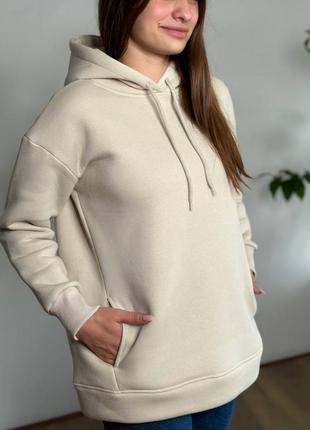 Женское утепленное удлиненное худи