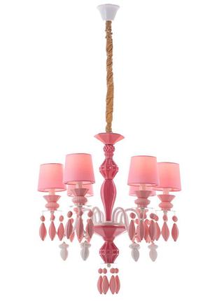 Люстра підвісна рожева на 6 ламп elisey