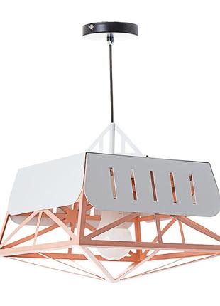 Люстра-подвес бело-персиковая с геометрическими конструкциями (ni005/peachy) elisey