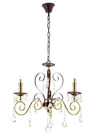 Люстра классическая подвесная с кристаллами на 3 лампы (cn004/3) elisey