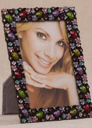 Уцінка фоторамка (13*18 см)  (каміння нерівно приклеєне/ржаве кріплення/стороні плями на каміннях) elisey