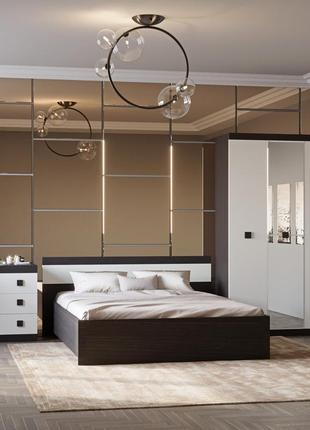 Спальня соната еверест комплект 13 (модульна - 3 елементи) венге темний + білий (dtm-2617)