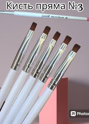 Прямая кисть  для геля  с разноцветной ручкой №3  "gloris"