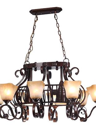 Люстра классическая коричневая на 8 плафонов из матового стекла (ya007/8+2) elisey