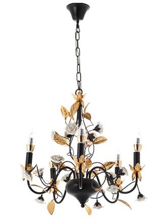 Люстра классическая подвесная с листочками на 5 лампы (cn009/5) elisey