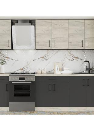 Кухня модульна эверест оптима набор №3 дуб крафт белый+антрацит 2,6 м (dtm-5699)