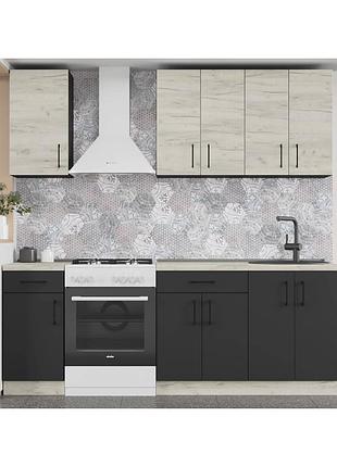 Кухня модульна эверест оптима набор №4 дуб крафт белый+антрацит 2,2 м (dtm-5704)