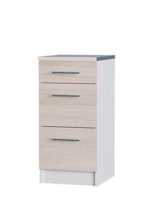 Кухонный модуль на 3 ящика эверест эко 400 ясень шимо светлый+белый (со столешницей) 40х46х82 см (dtm-2890)