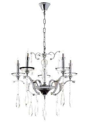 Люстра классическая с 5 плафонами из прозрачного стекла цвета хром (ou016/5/chrom) elisey