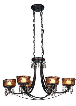 Люстра классическая коричневая на 6 плафонов из стекла (ya004/4+2) elisey