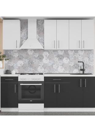 Кухня модульна еверест оптіма набір №4 німфея альба+антрацит 2,2 м (dtm-5707)