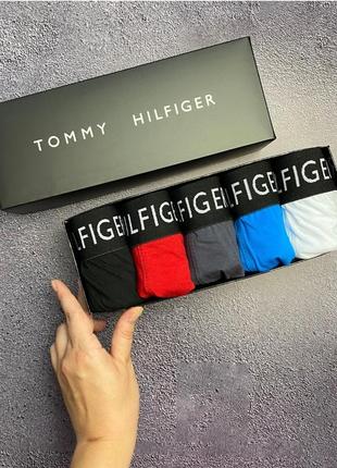 Чоловічі труси боксери 5 шт. - набір в стилі tommy hilfiger преміум якості