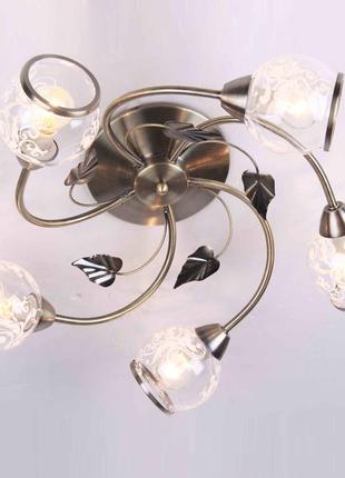 Люстра потолочная с 5 прозрачными плафонами и листочками (ml015/5) elisey