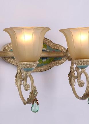 Бра настенное на 2 плафона и цветочной росписью (ya001/2) elisey