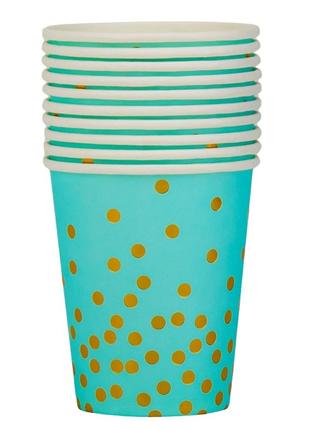 Набор стаканов "горошинки", 10 шт, бирюзовый, 9 см elisey