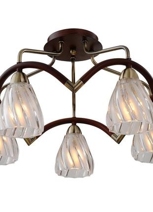 Люстра стельова на 5 золотистих ламп  elisey