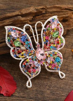 Красивая брошь бабочка разноцветный (красивая брошь бабочка)